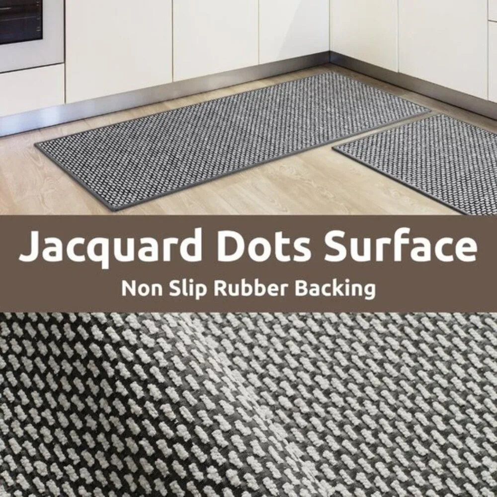 New 20x32In Grey Kitchen Mat, Non Slip Washable Rug Absorbent Runner for Floor